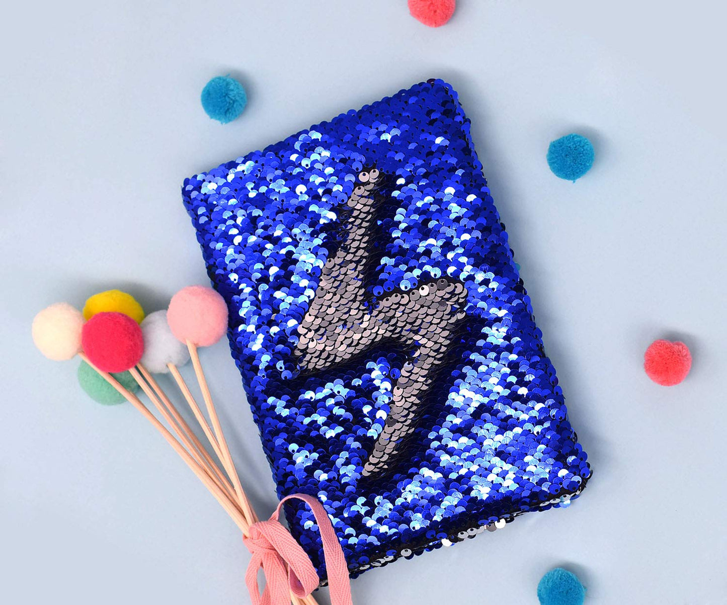 Ginmlyda Sequin Girls Journal For Kids, 8.5X5.5 Inches 160 Lined Pages Diary For Girls And Boys Reversible Flip Sequence Notebook For Teenage Pre School Writing Drawing Travel Gifts (Blue-Sliver)