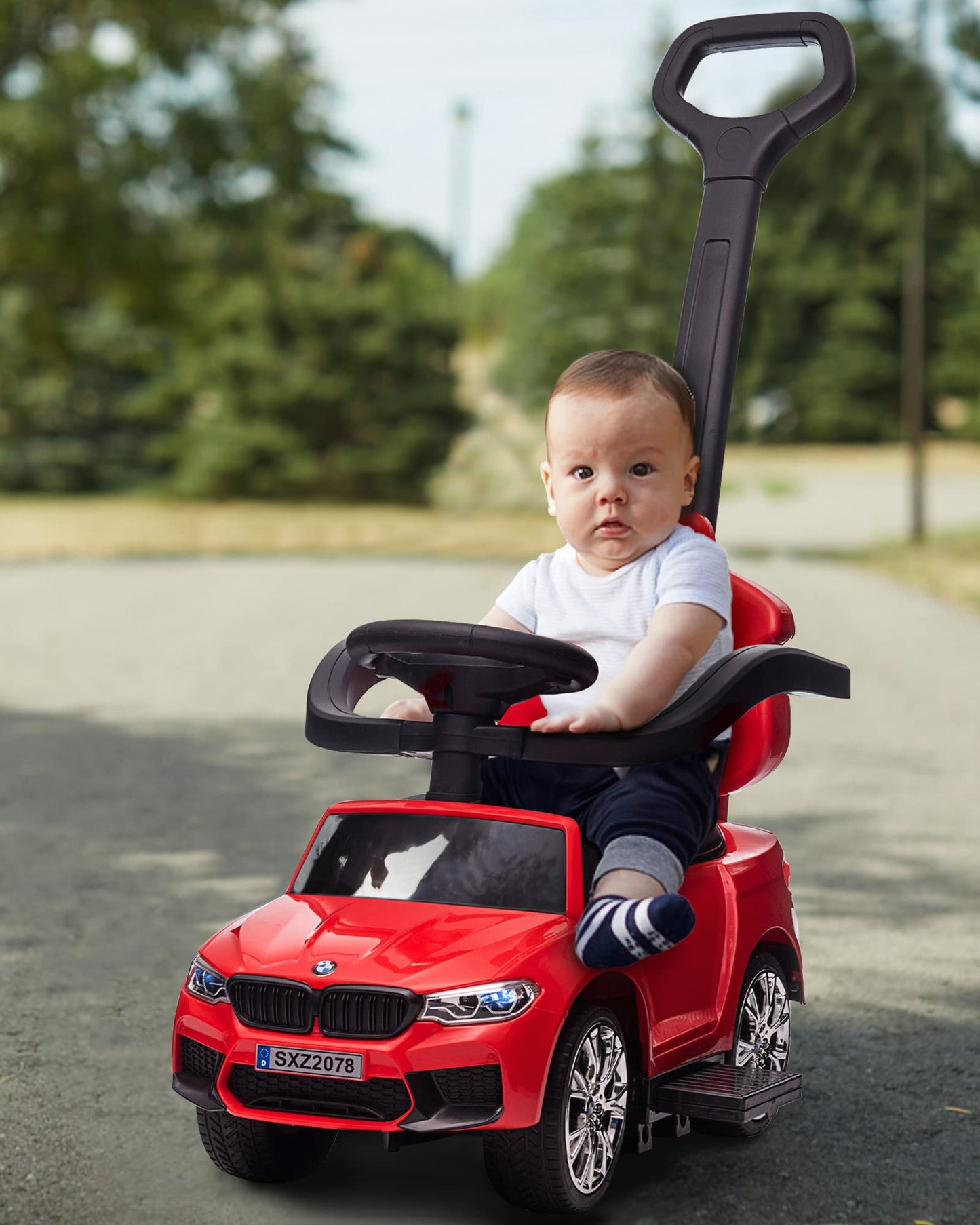 Voltz Toys Push Car For Kids, Licensed M5 4-In-1 Push Pedal Ride On Car For Baby, Foot To Floor Sliding Ride-On With Push Bar, L