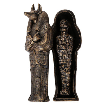 Pacific Giftware Ancient Egyptian Artifact Collectible God Of Underworld Anubis Sarcophagus Coffin W/Mummy Insert Figurine 5.5 Inch L
