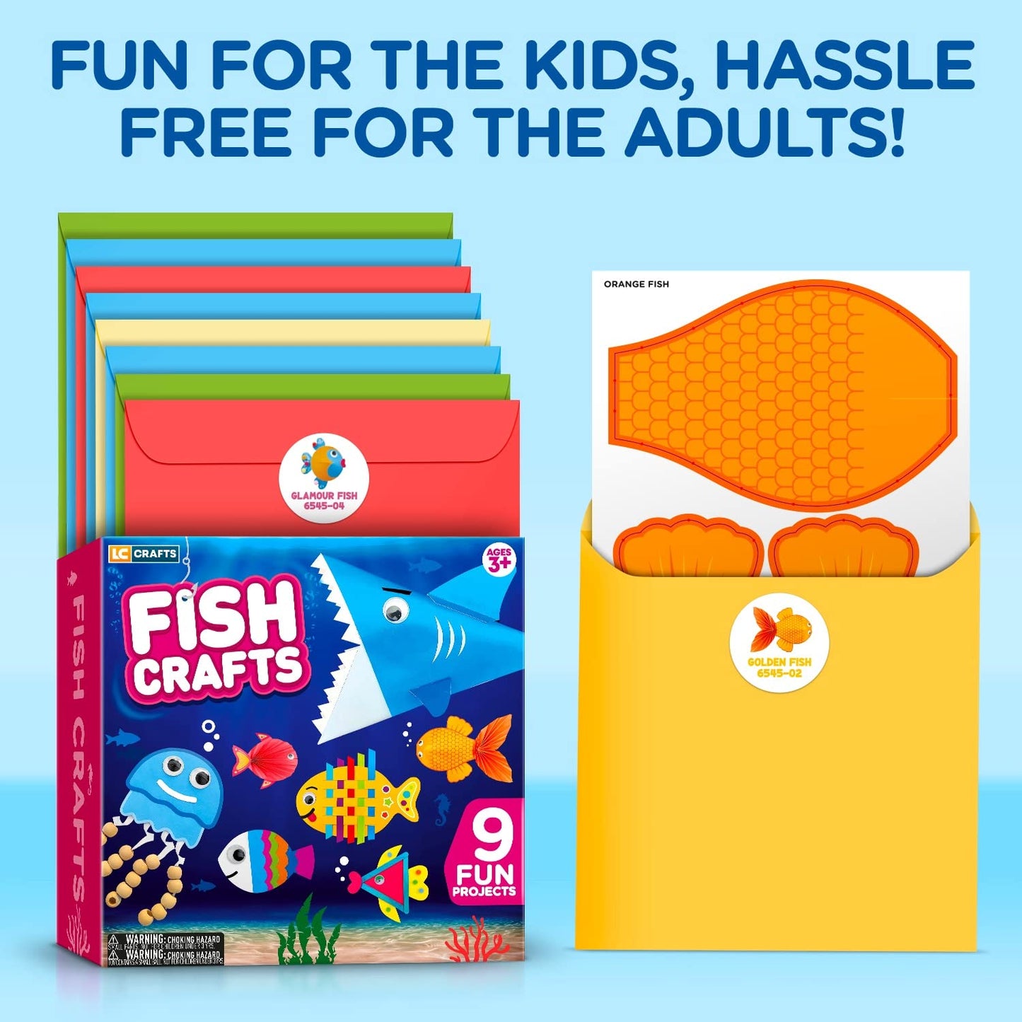 Arts and Craft Kit for Toddlers Ages 3, 4, 5 Years - Craft 9 Fun Fish Characters