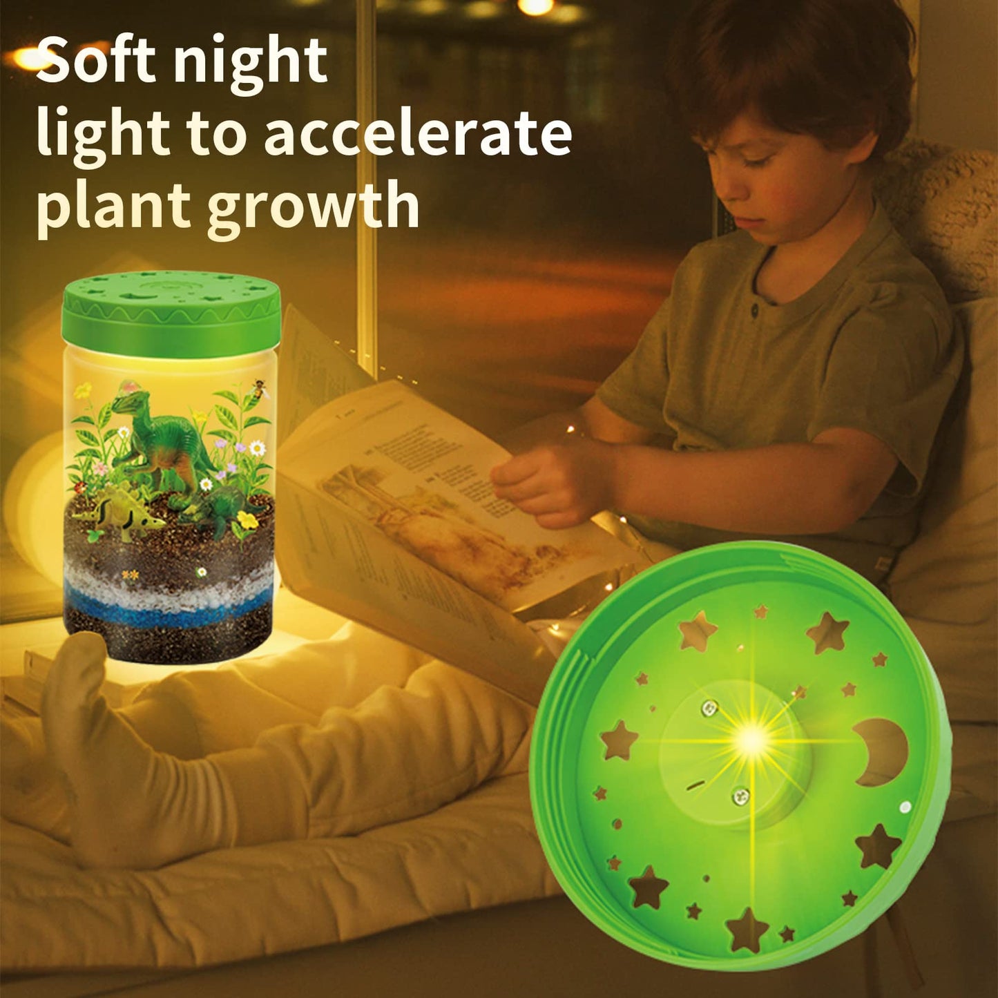 Dinosaur Light Up Terrarium For Boys - Diy Prehistoric Garden With Led | Stem Toy & Craft Gift For Kids Perfect For Birthday Or