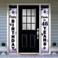 LASKYER Happy 46th Birthday Decorations,46th Purple Balloon Birthday Theme Door Hanging Banner Sign,46 Years Old Bday Party Supp