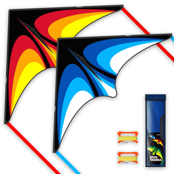 Sgftre Red Blue Delta Kite For Kids And Adults,Single Line Kites Kids Flying Toys,Two Piece Large Delta Kite For Beach Flying Ki