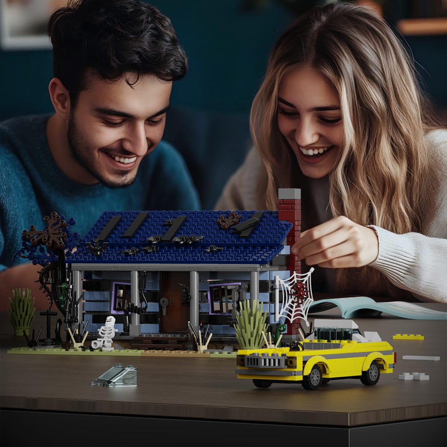 AOXEKBOLO Evil House Building Set, 639 Pcs Haunted House Toy Model, 13" x 8" x 10", Plastic, Multi-Color, Compatible with Lego