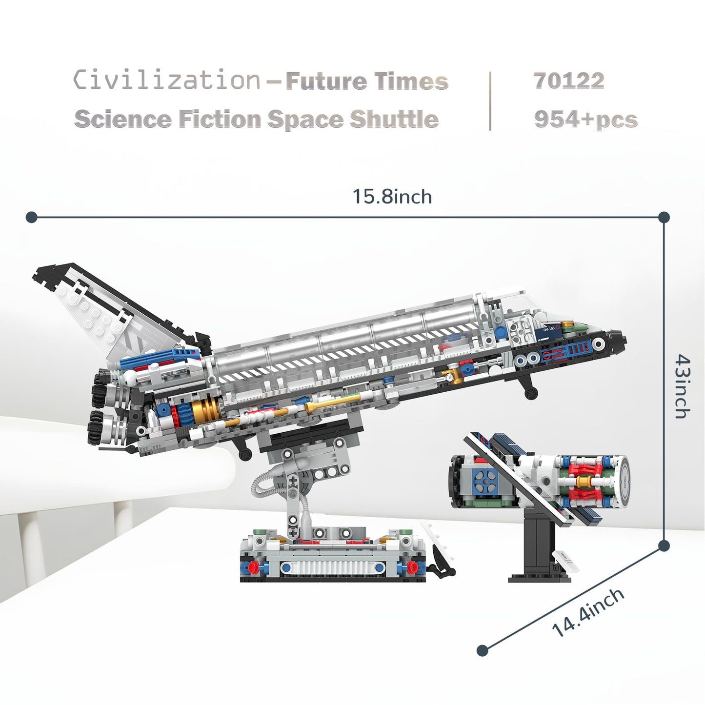 JMBricklayer Space Shuttle Building Set 70122 - Multicolor Plastic Model for Adults & Kids 8+ - Collectible Display with Adjustable Stand