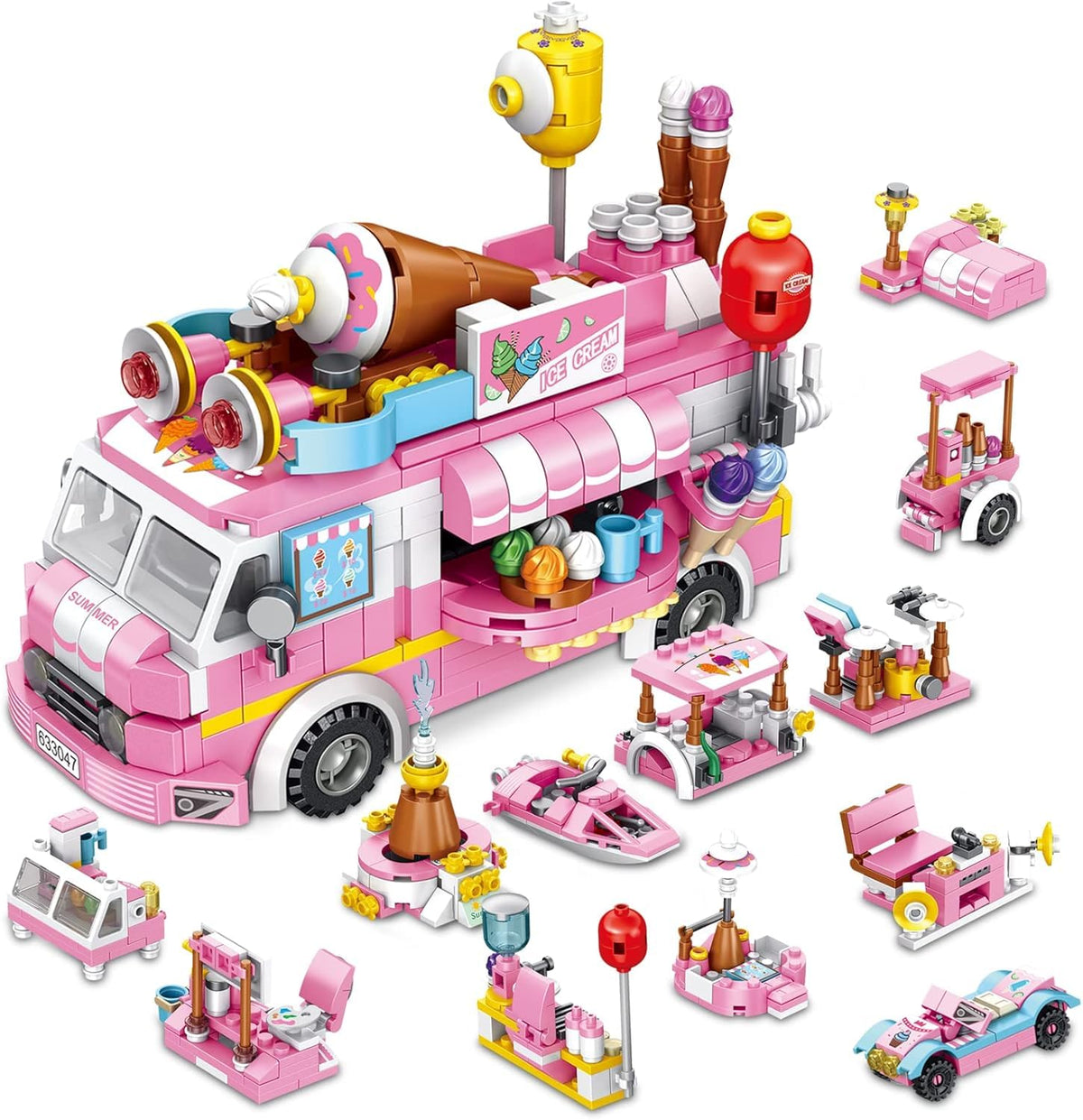 Bestie Toys 623 Pcs Building Toys For Girls, 25In1 Ice Cream Truck Building Bricks Construction Vehicles Kit, Stem Learning Bu