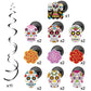 30 pcs Day of The Dead Foil Swirls Decorations Halloween Sugar Skull Flowers Ceiling Hanging Swirls Dia de Los Muertos Party Fav