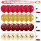 Red And Gold Balloons, Gold And Red Balloons Set With Gold Confetti Metallic Gold Balloons, Globos Rojos Red And Gold Party Deco