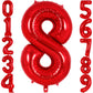 Red Number 8 Balloon 40 Inch, Big Large Foil Helium Number Balloons, Jumbo Giant Mylar Number 8 Balloons For 8 Year Old Birthday