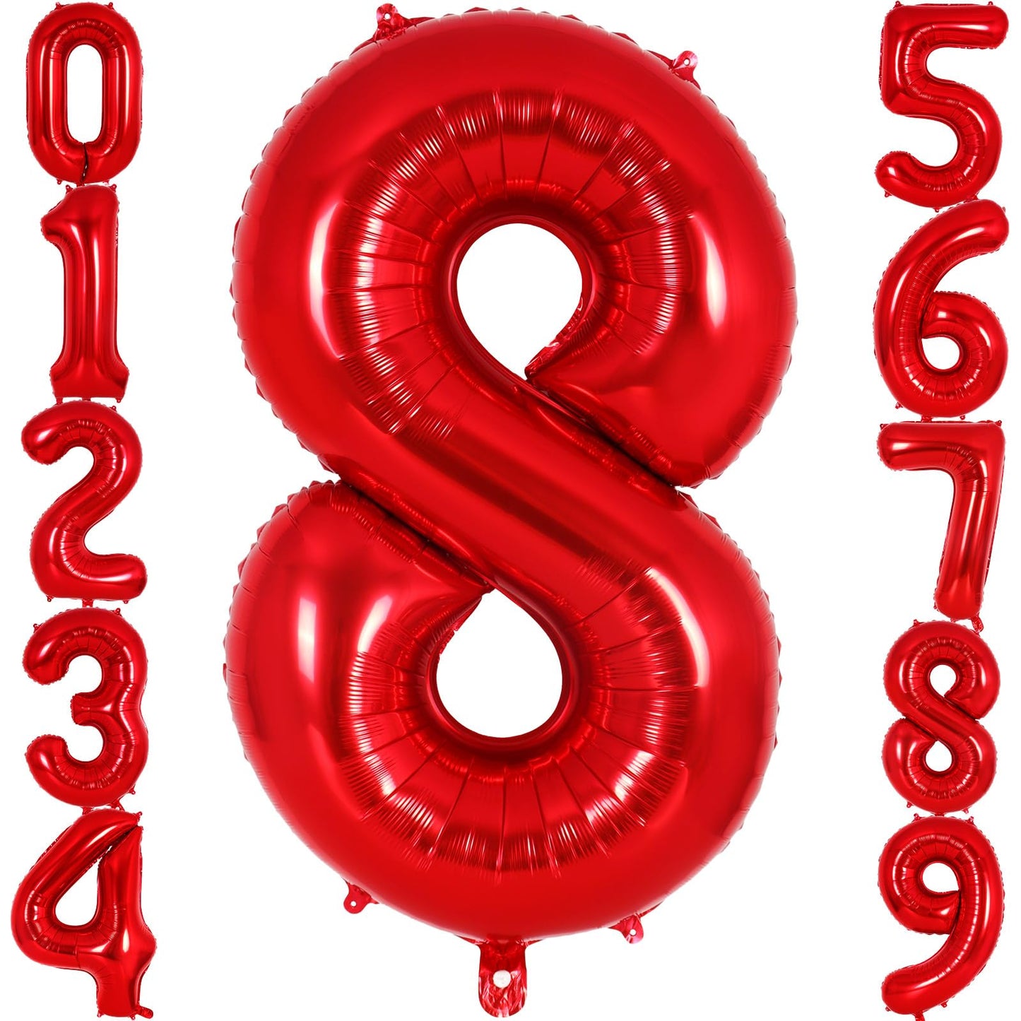 Red Number 8 Balloon 40 Inch, Big Large Foil Helium Number Balloons, Jumbo Giant Mylar Number 8 Balloons For 8 Year Old Birthday