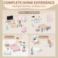 Pithfor Wooden Dollhouse Furniture Set, Dollhouse Accessories And Furniture, With 7 Rooms 3 Dolls, Includes Patio Set & Dog Set,