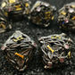 Haomeja Hollow Magic Vine Leaf Dnd Dice Set Metal Dice Set 7 Role Playing Dice D&D Dungeons And Dragons Dice (Black + Purple Gem