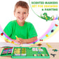 Fruit Scented Markers Set 57Pcs With Glitter Dinosaur Pencil Case & Stationery, Art Supplies For Kids Ages 4-6-8, Art Coloring K