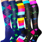 Cthh 5 Pairs Compression Socks For Women  Men 20-30Mmhg-Circulation Support Knee High Socks (04 Navyyellowblackstar, Small-Mediu