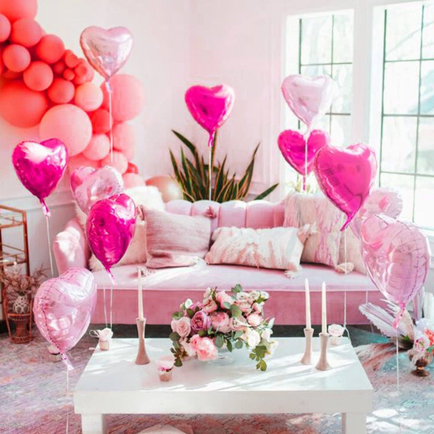 Infloral Pink Balloon Arch Kit Pink Rose Red Macaron Red Balloon Garland Kit Pink White Heart Balloons For Mother'S Day Wedding Valentines Day Proposal Anniversary Girl'S Birthday Party Decorations