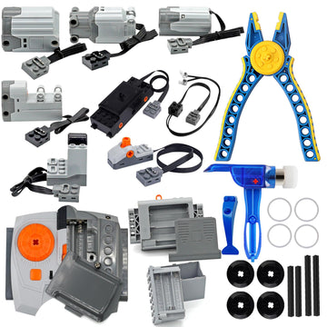 26-In-1 Motor Kit Compatible With Train Technic Cars, Diy Motor Building Set With Carbon Fiber Axles, Servo Motor, Speed Remote