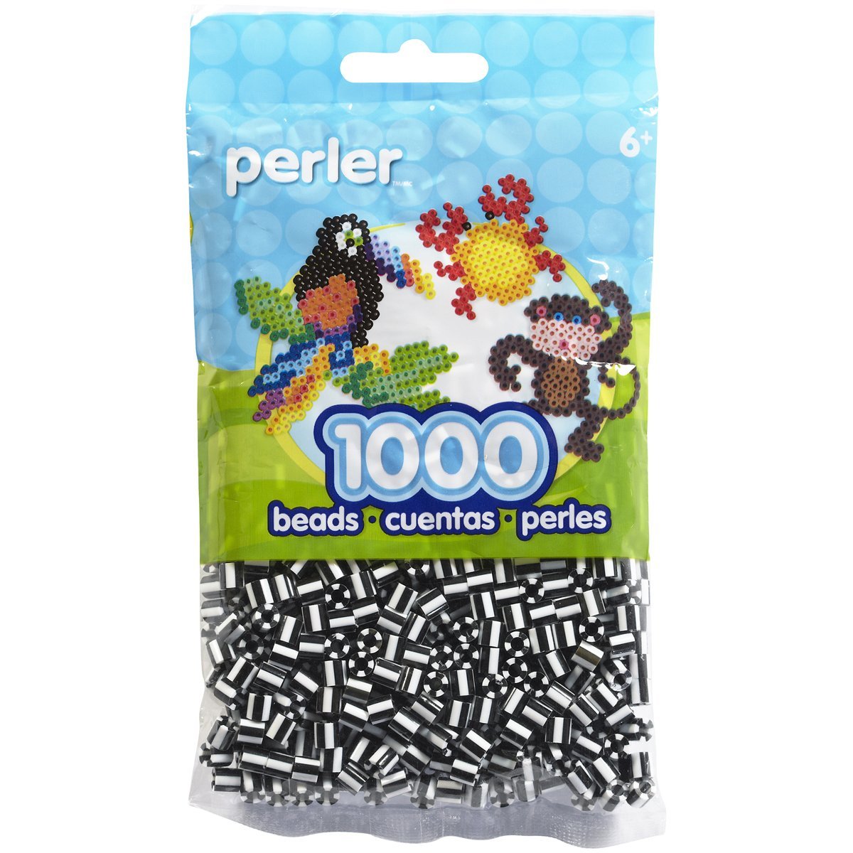 Perler Beads Fuse Beads for Crafts, 1000pcs, Striped Black and White, Small