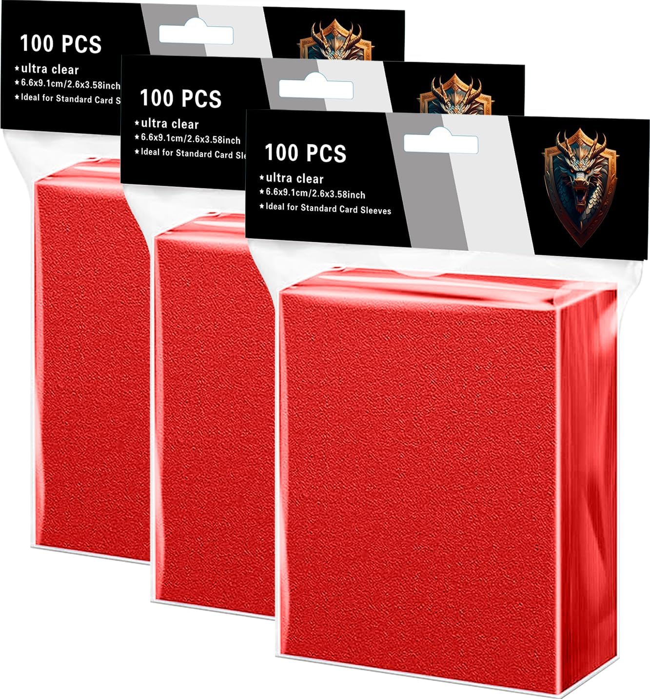 300 Matte Black Red Card Sleeves For Trading Cards, Soft Anti-Slip Tough Premium Tcg Standard Card Penny Sleeves Compatible With