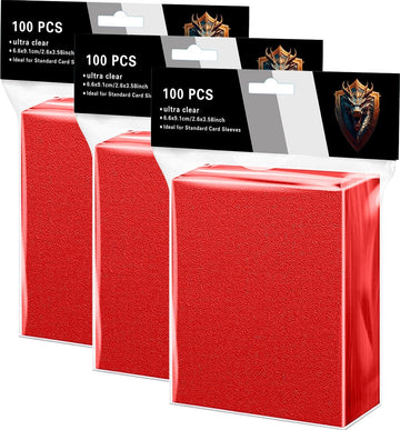 300 Matte Black Red Card Sleeves For Trading Cards, Soft Anti-Slip Tough Premium Tcg Standard Card Penny Sleeves Compatible With