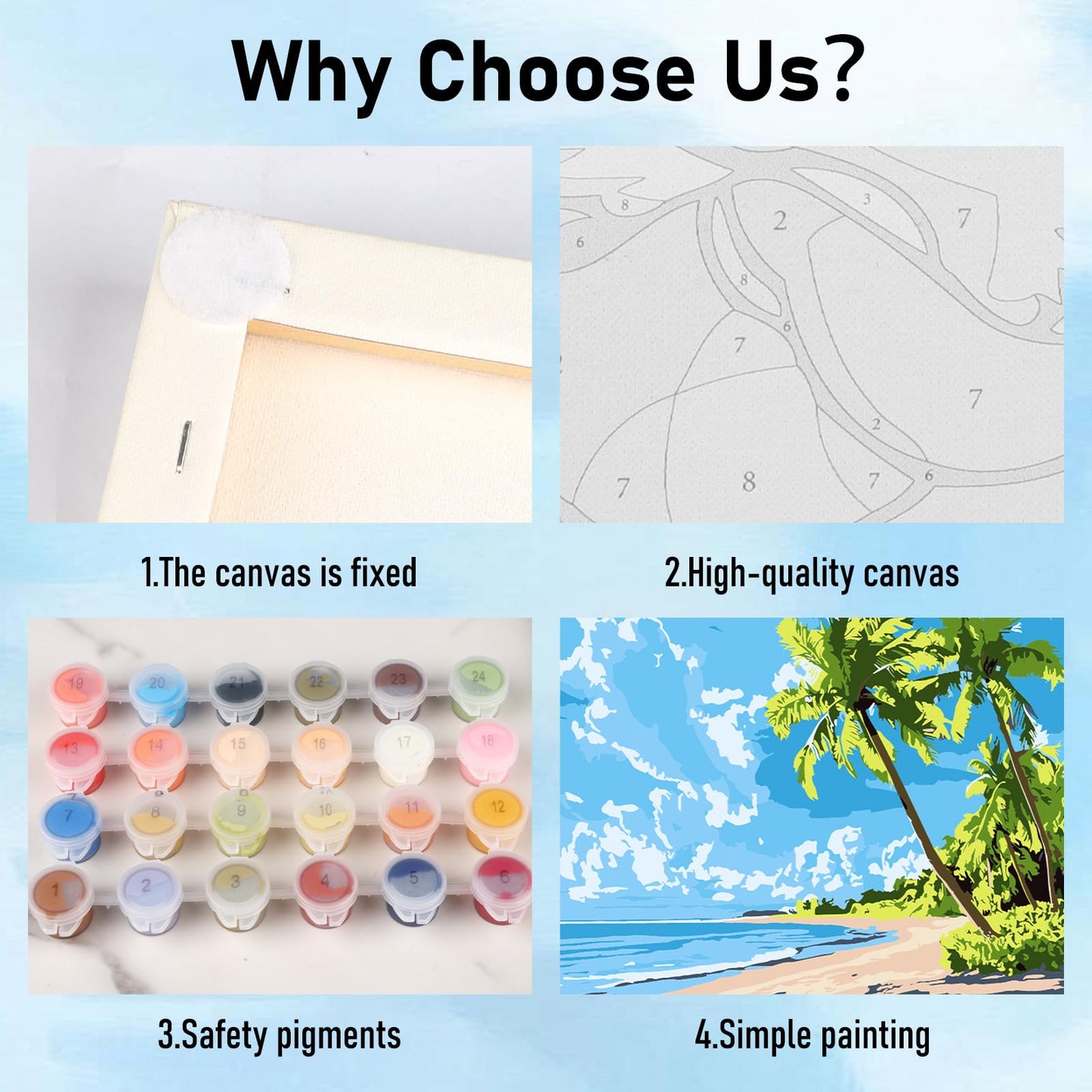 HEIBAGO Framed Paint by Numbers kit for Kids, 4 Pack Landscapes Paint by Numbers for Kids Ages 8-12, Paint by Numbers Kits Child