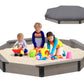 85''X78''X9'' Octagon Sandbox With Cover For Kids Outdoor Play, Wood Large Sandpit With 4 Benches, Quick Easy Install