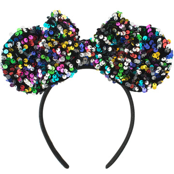 KARETT Mouse Ears Bow Headbands, Sparkle Mouse Ears Headband Glitter Hair Band for Party Princess Decoration Cosplay Costume