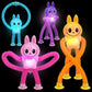 Yewfall 4 Pcs Telescopic Light-Up Bunny Toy, Sensory Stretchable Toddler Travel Toys, Connectable And Extendable Stress Relief A