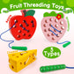 Naodongli Wooden Lacing Toys For Toddlers,Toddler Travel Toys Car Plane Games Toys Montessori Educational Learning Fine Motor Skills For Boys Girls Ages 3+(3 Pack Threading Toys)