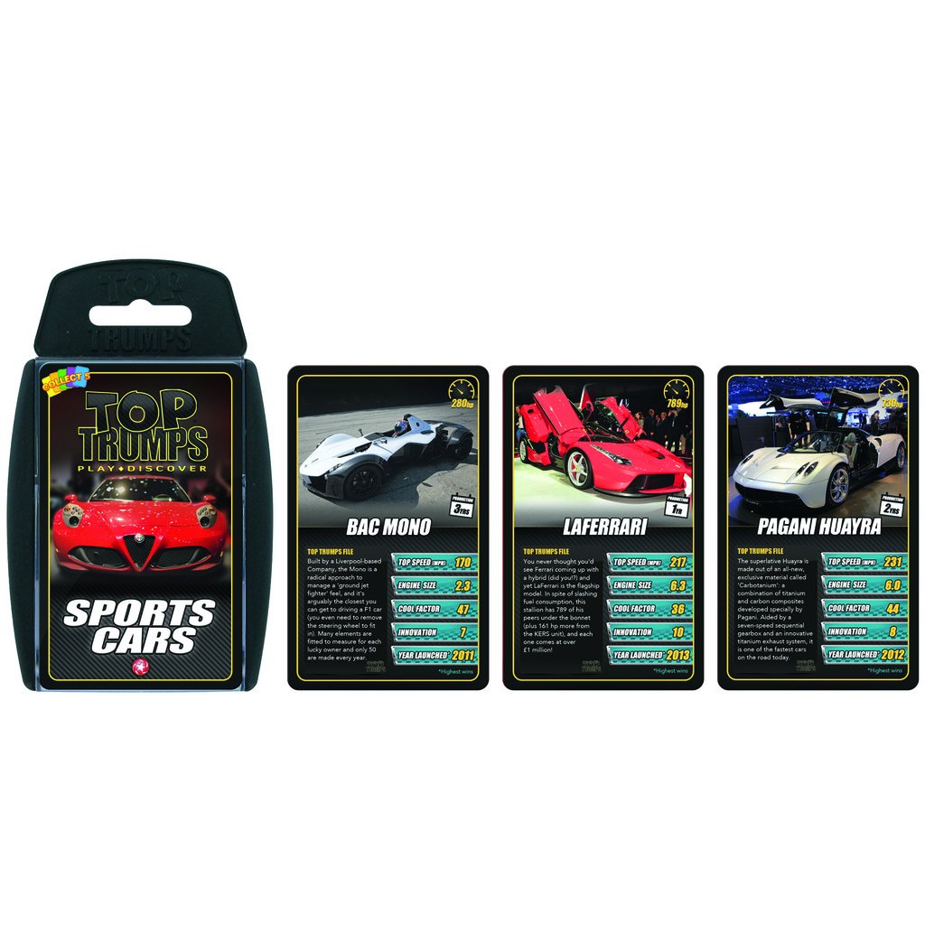 Top Trumps Sports Cars Card Game, Model 1688, One Size, Multi-Color, Cardstock Material