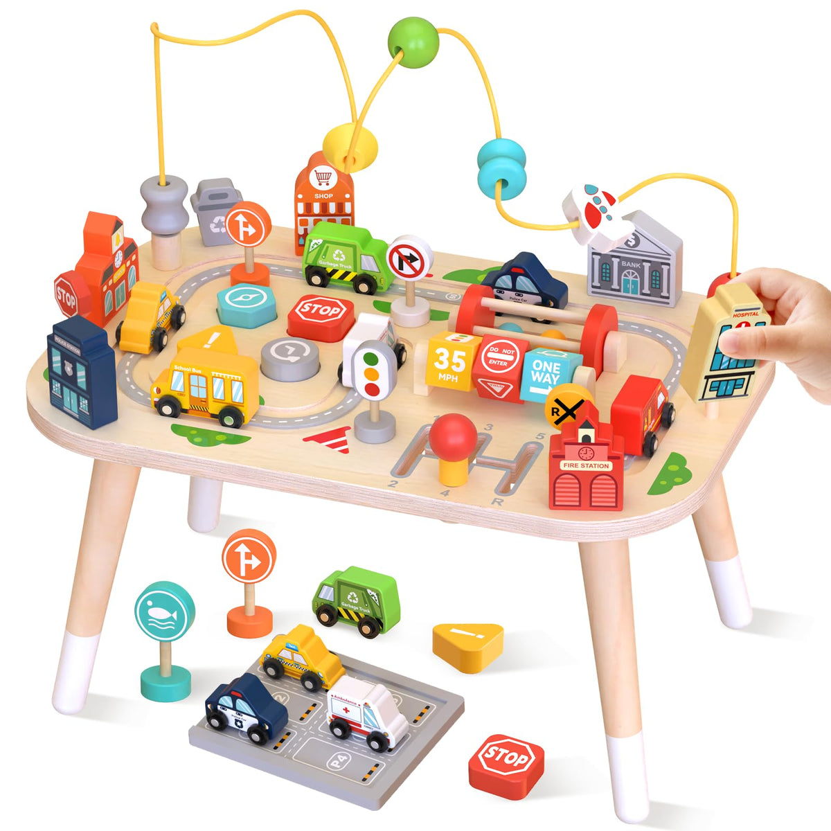 Weilim Montessori Wooden Activity Table for Toddler 13, Learning Toys