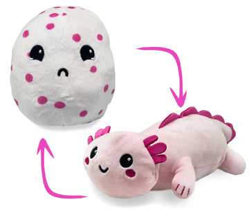 Hatchkinz | Reversible Axolotl To Egg Plushie | Happy + Sad | Show Your Mood | Stress Relief Plush 8''