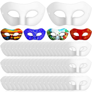 Leyndo 100 Pcs Paper Mache Masks Paper Mask for Craft White Mask Masquerade Blank DIY Halloween Mask Half Face Paintable Mardi G