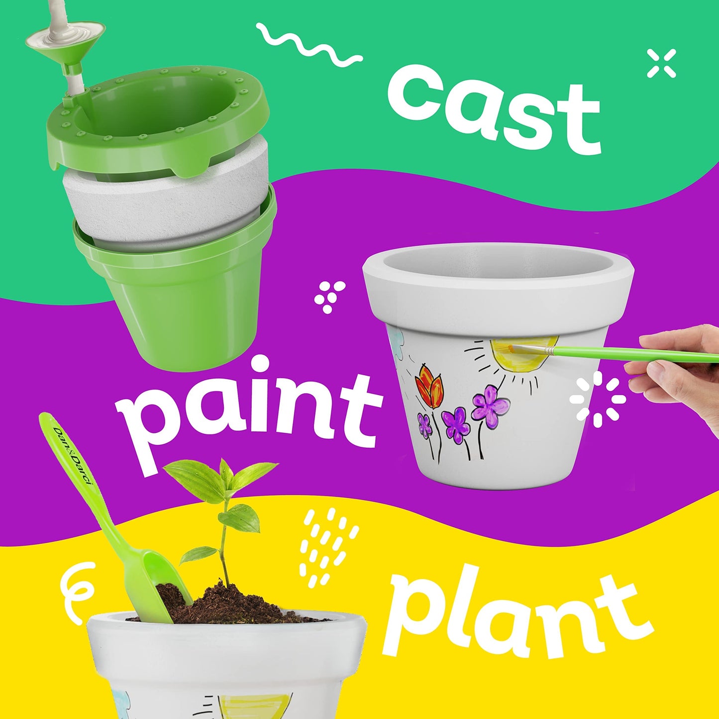 Dan&Darci Cast a Pot Kit - Multicolor DIY Art & Gardening Set for Kids Age 8-14 - Fun STEM Craft Gift for Boys & Girls