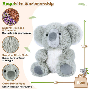 Suzzipals Warming Koala Stuffed Animal, Microwavable Stuffed Animals Heating Pad For Period Cramps, Pain & Stress Relief, Koala
