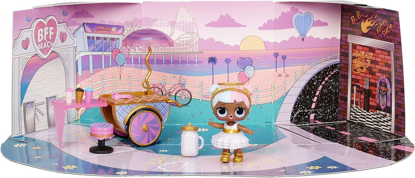 L.O.L. Surprise! LOL Surprise Furniture Sweet Boardwalk with Sugar Doll and 10+ Surprises, Doll Candy Cart Furniture Set, Access