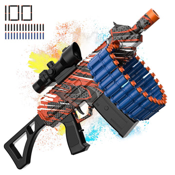 Electric Automatic Toy, Jakmean Toy With 30 Dart Clips And 100 Foam Darts, Outdoor Shooting Games Toys For 6-12 Year Old Boys & Girls Adults, Presents For Birthday Xmas, Black-Red