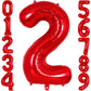 Red Number 2 Balloon 40 Inch, Big Large Foil Helium Number Balloons, Jumbo Giant Mylar Number 2 Balloons For 2 Year Old Birthday