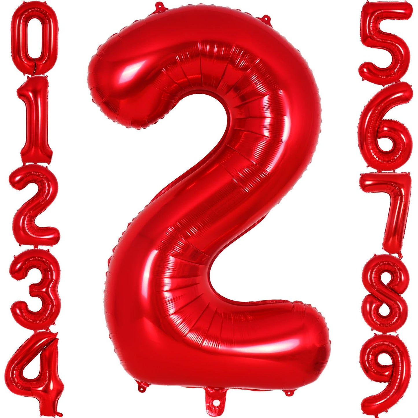 Red Number 2 Balloon 40 Inch, Big Large Foil Helium Number Balloons, Jumbo Giant Mylar Number 2 Balloons For 2 Year Old Birthday