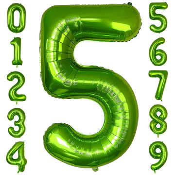 Paticool 40 Inch Green Number Balloon 5, Large Number Foil Balloons Mylar For Girl Boy Birthday Party Celebration Decorations Su