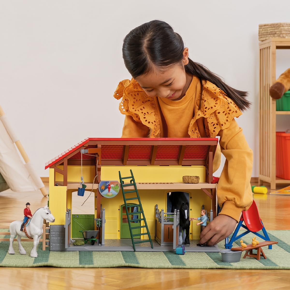 Schleich Farm World, Toy Barn Gift for Kids with Farm Animal Toys and Accessories 30-Piece Set, Ages 3+