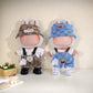 Handcrafted 4 Piece 15cm/17cm Doll Clothes Set for Labubu Dolls (No Doll)  Cute Brown Outfits Overalls Accessories with Top  Hat and Handbag for Boys Girls (No Shoes) AK060BR