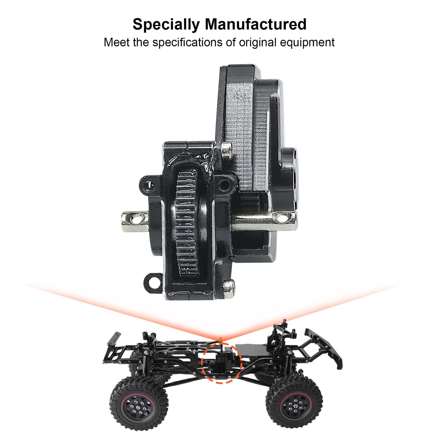 Transmission Gearbox With Gear Fit For 1/24 Axial Scx24 Rc Crawler Aluminum Alloy Black