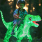 Bddedd Kids Inflatable Costume, Dinosaur Rider,Blow Up T-Rex Costumes With Led Light For Cosplay Halloween Christmas Party (Gree