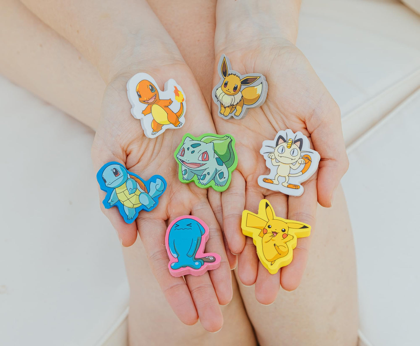 Creative Kids Pokemon Eraser 7 Pack - Pikachu, Bulbasaur, Squirtle, Charmander, Eevee, Meowth, Wobbuffet