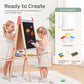 WINGYZ Easel for Kids - 3-in-1 Art Easel with Chalkboard, Magnetic Whiteboard & 400  Paper Roll, Adjustable Wooden Drawing Board