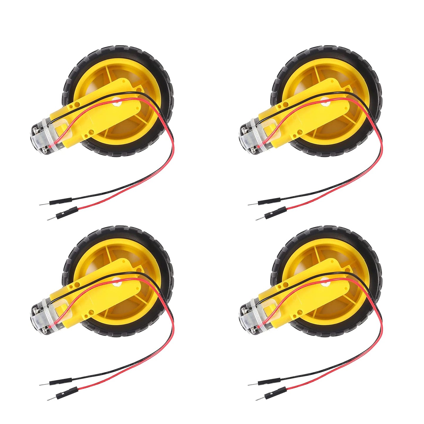 AEDIKO 4 Sets TT Motor DC 3-6V Gearbox Motor Dual Shaft 200RPM Ratio 1:48 Motor with Tire Wheel Kit for Arduino DIY Smart Car Ro