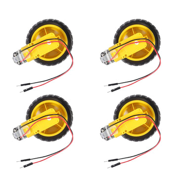 AEDIKO 4 Sets TT Motor DC 3-6V Gearbox Motor Dual Shaft 200RPM Ratio 1:48 Motor with Tire Wheel Kit for Arduino DIY Smart Car Ro