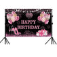 YinQin 180x120 cm Pink Gold Happy Birthday Backdrops Cloth 71x47 in. Birthday Photography Backgrounds Glitter Black Rose Gold Bi