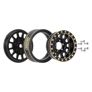 INJORA 1.0 Plus Brass Beadlock Wheel Rims 4PCS 12-Spoke Wheels for TRX4M SCX24 FCX24 1/24 1/18 RC Crawler, 42g/pcs(Black)