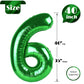 Green Number 6 Balloon 40 Inch, 6 Balloon Number, 6Th Birthday Decorations, Green Party Supplies For Boys Girls